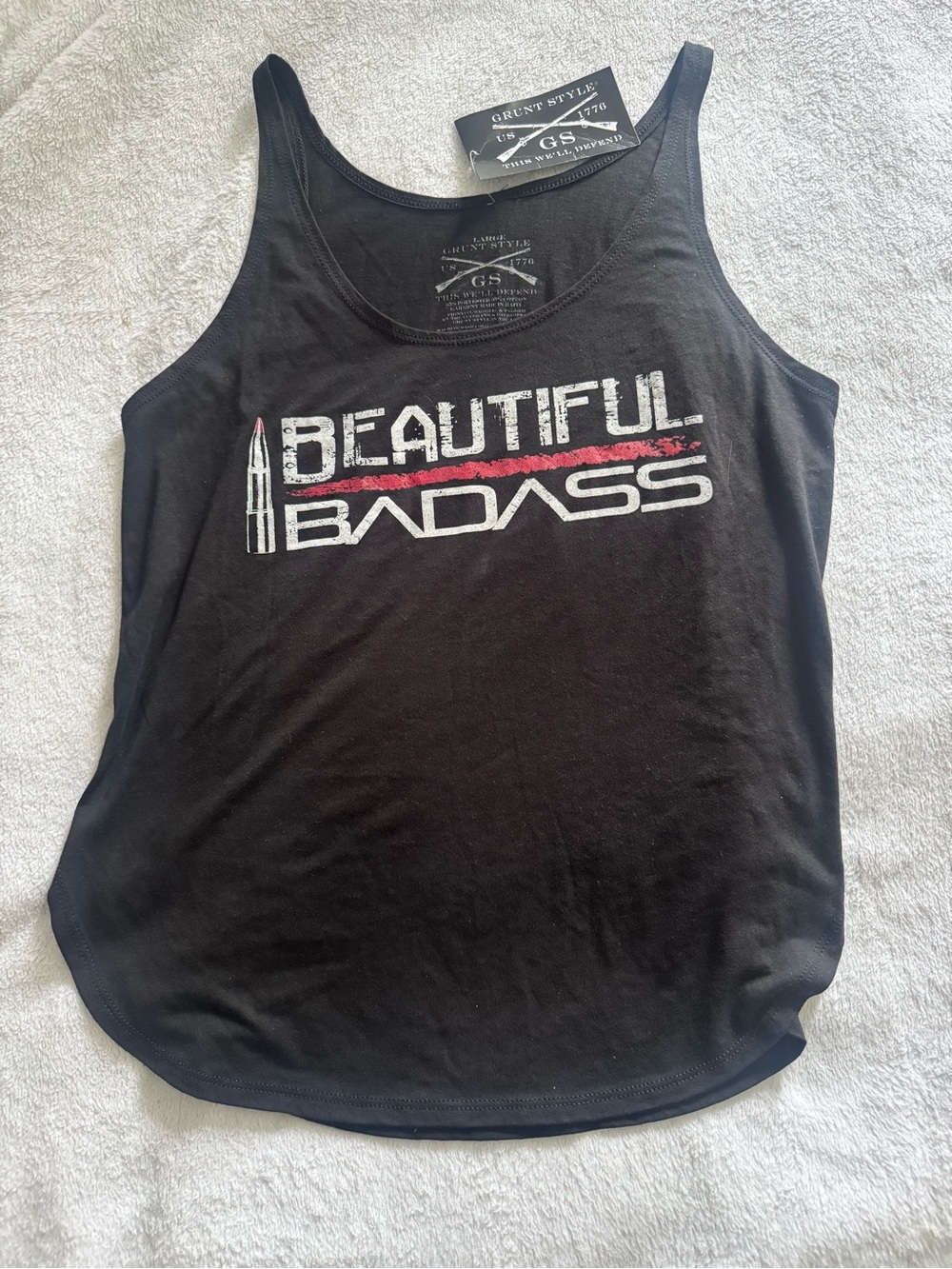 NWT (Large) Grunt Style Women's Black "Beautiful Badass" Tank -great gift